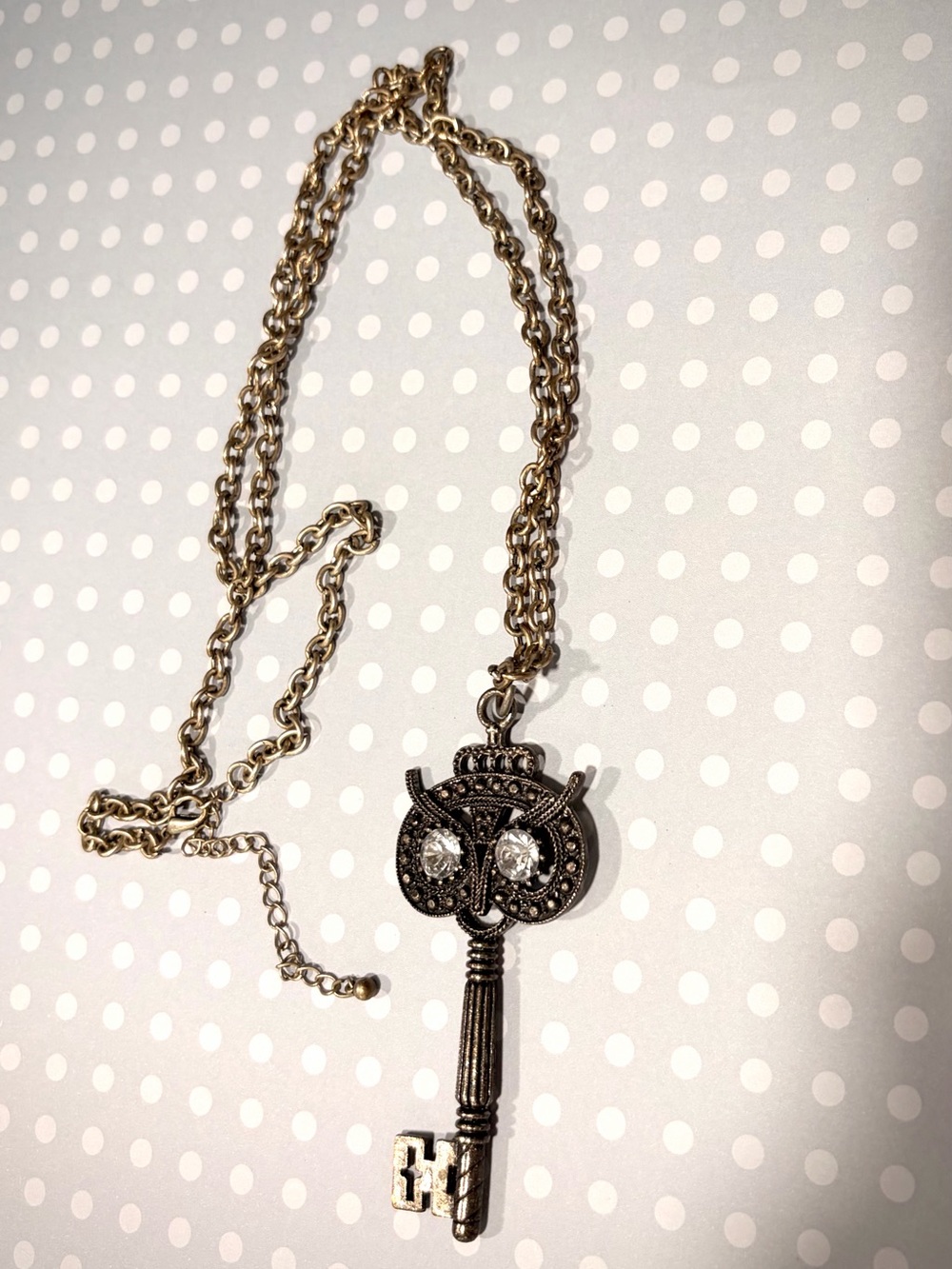 Y2K Owl Ornate Key Pendant Necklace